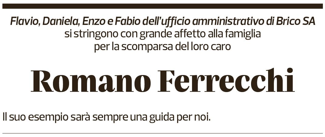 Annuncio funebre Romano Ferrecchi