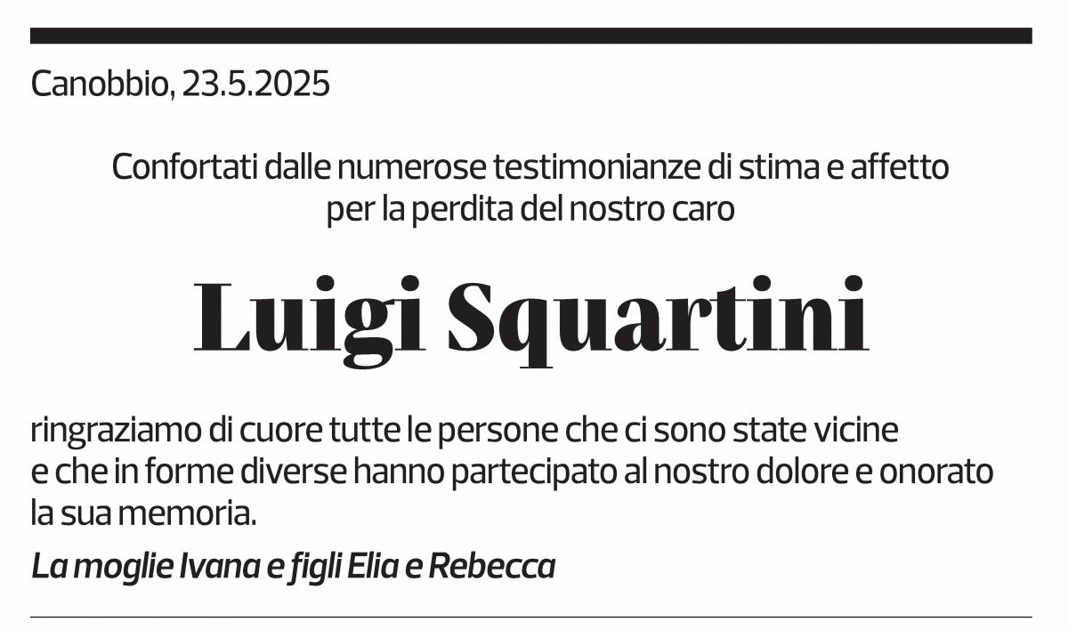 Annuncio funebre Luigi Squartini
