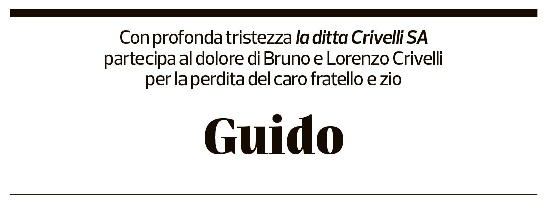 Annuncio funebre Guido Crivelli