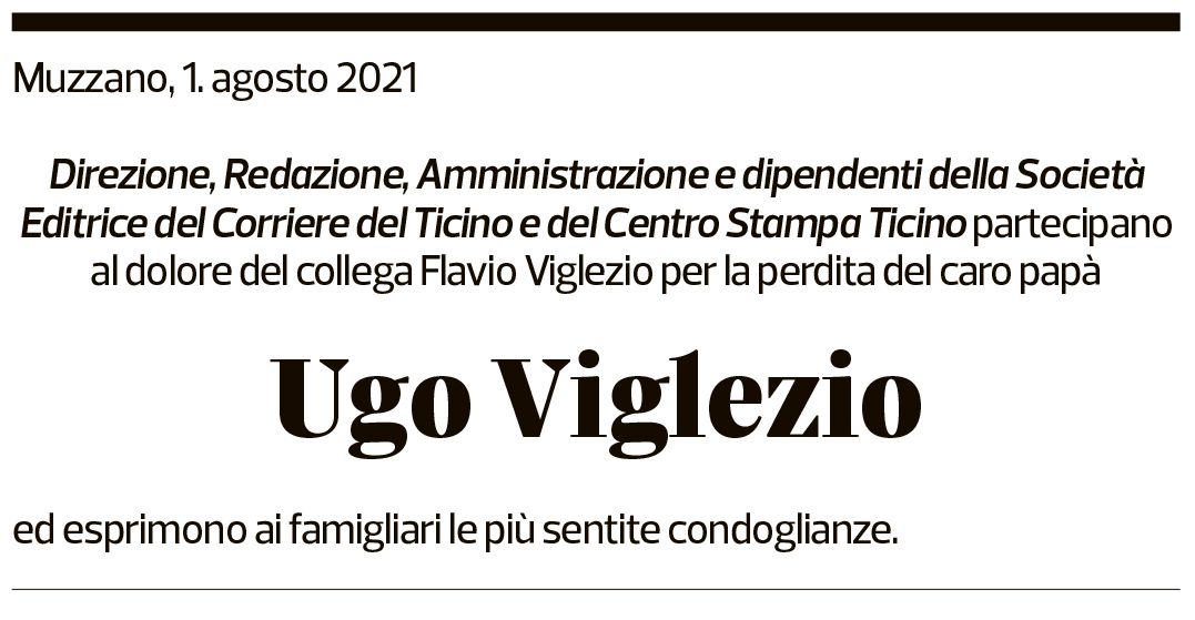 Annuncio funebre Ugo Viglezio