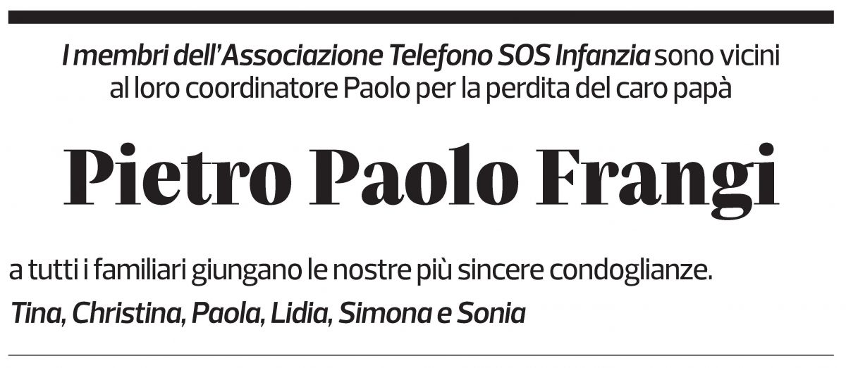 Annuncio funebre Pietro Paolo Frangi