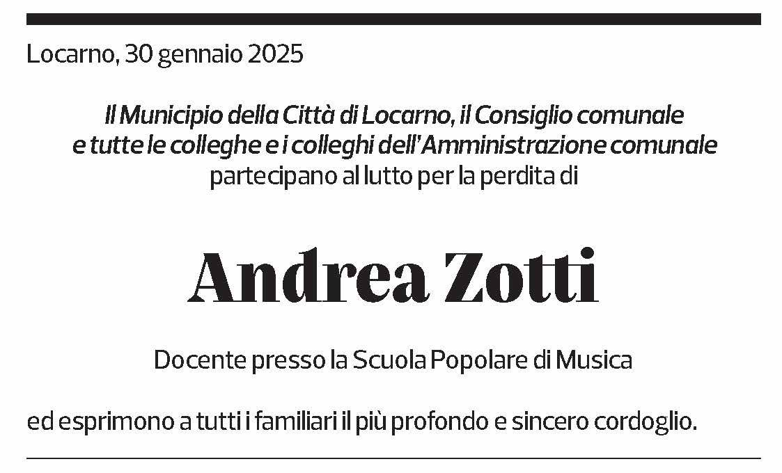 Annuncio funebre Andrea Zotti