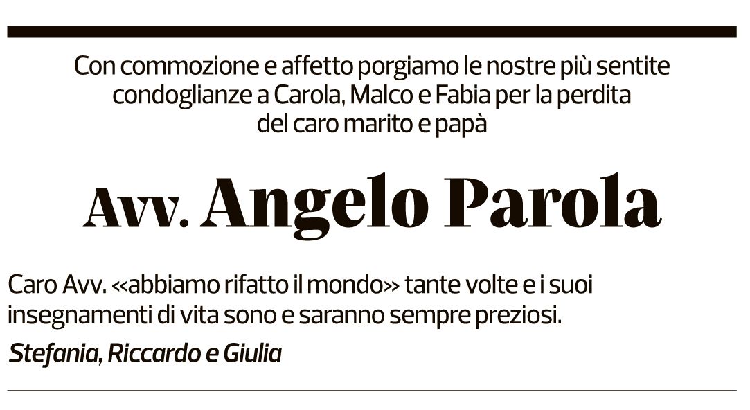 Annuncio funebre Angelo Parola