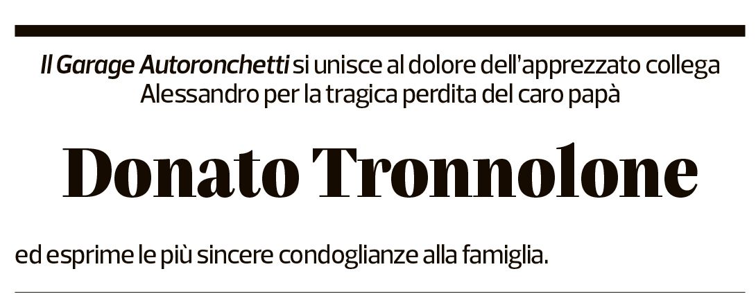 Annuncio funebre Donato Tronnolone