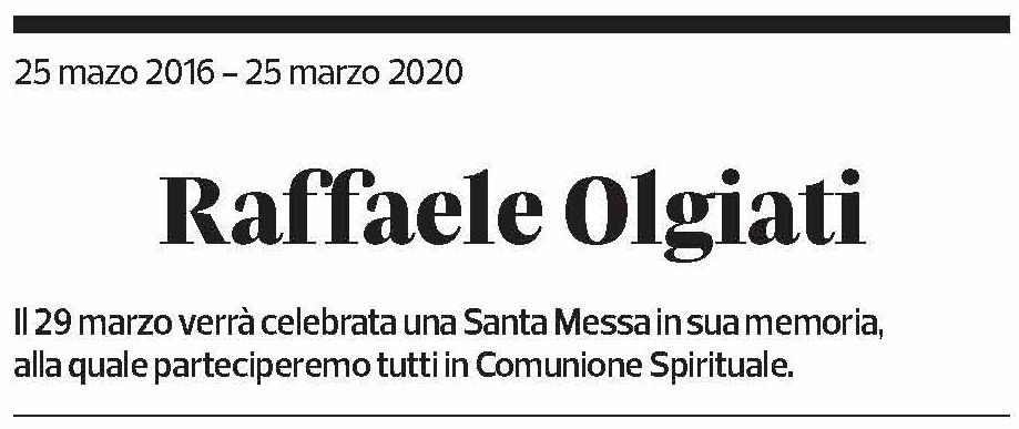 Annuncio funebre Raffaele Olgiati