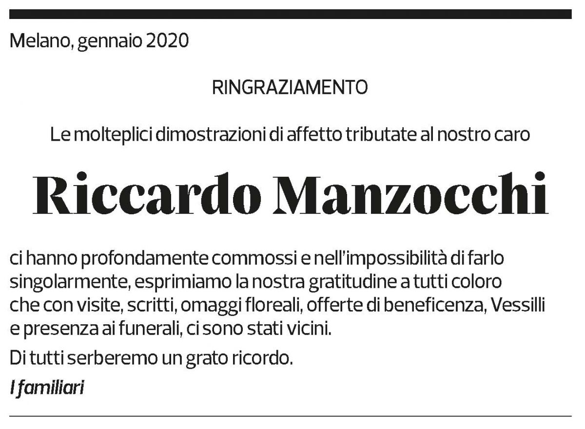 Annuncio funebre Riccardo Manzocchi
