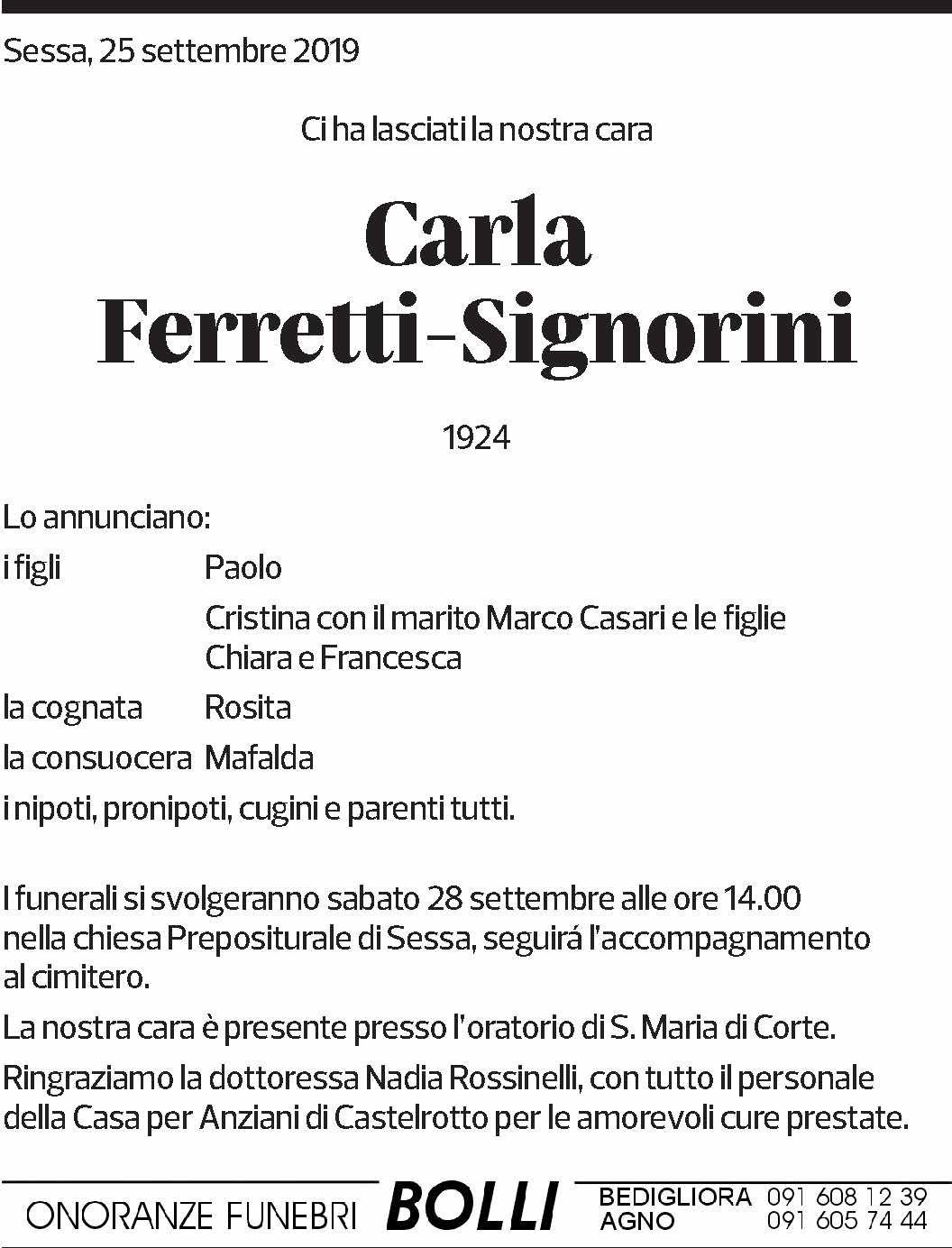 Annuncio funebre Carla Ferretti-signorini