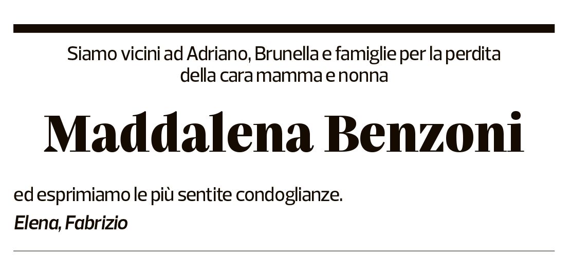 Annuncio funebre Maddalena Benzoni