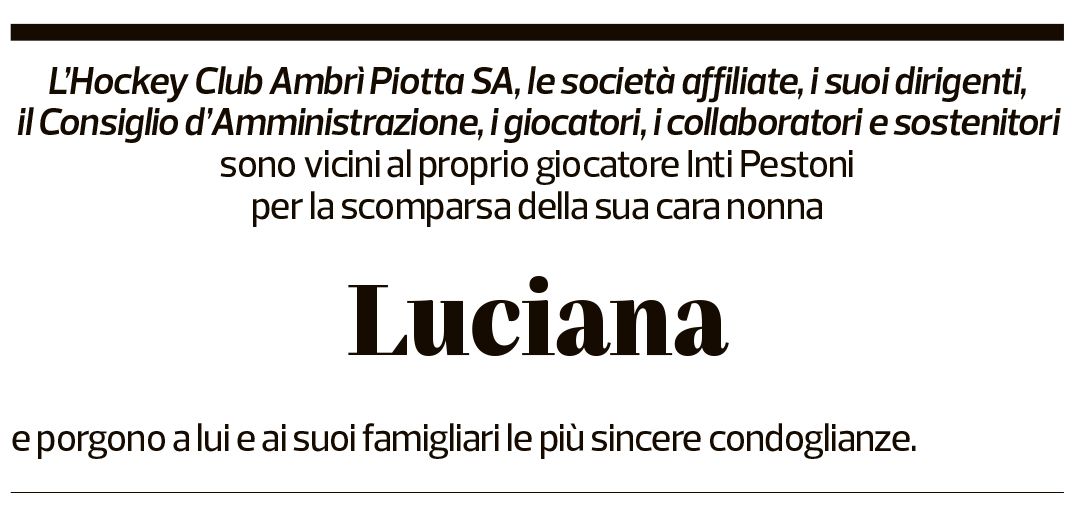 Annuncio funebre Luciana 