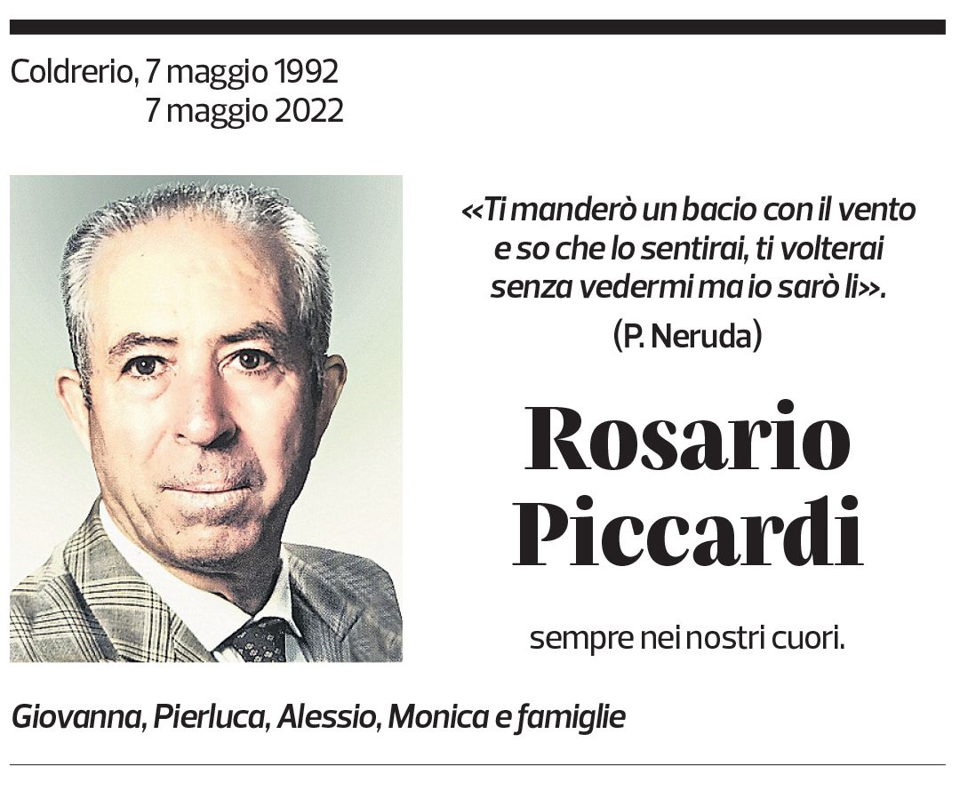 Annuncio funebre Rosario Piccardi