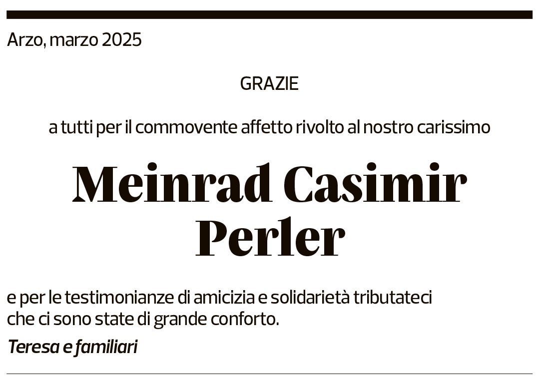 Annuncio funebre Meinrad Casimir Perler
