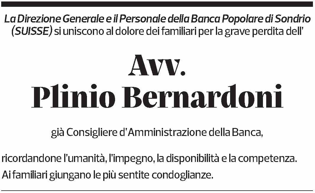 Annuncio funebre Plinio Bernardoni