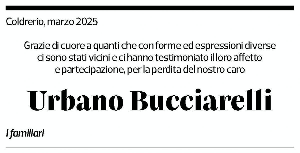 Annuncio funebre Urbano Bucciarelli