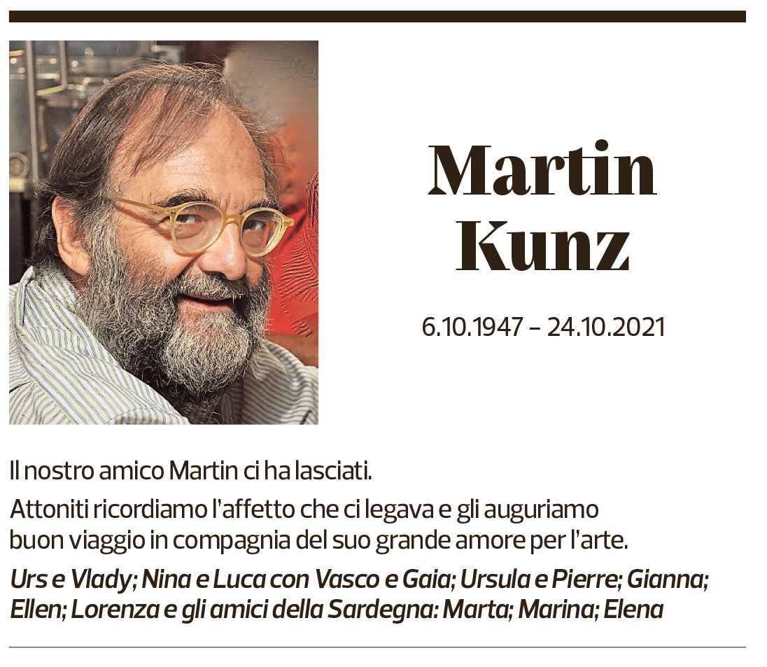 Annuncio funebre Martin Kunz