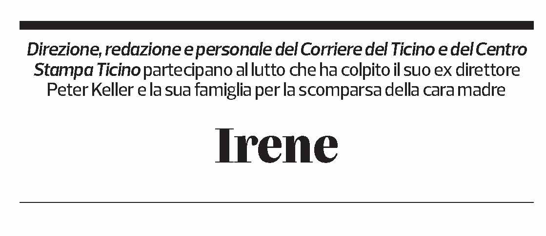 Annuncio funebre Irene Keller-marzetta