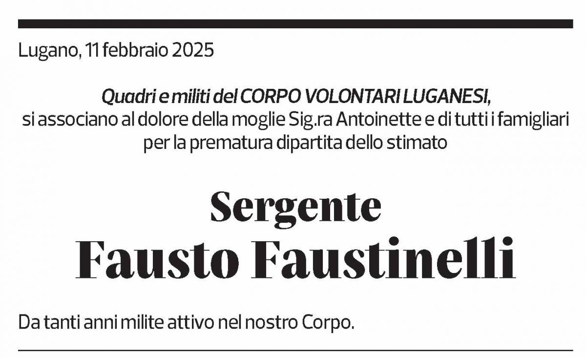 Annuncio funebre Fausto Faustinelli