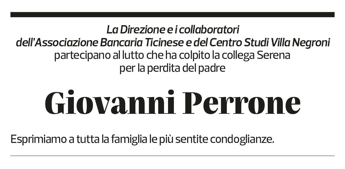 Annuncio funebre Giovanni Perrone