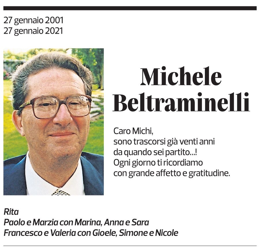 Annuncio funebre Michele Beltraminelli