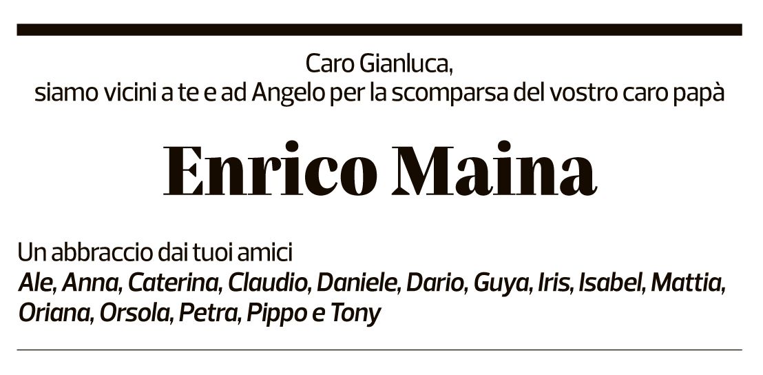 Annuncio funebre Enrico Maina