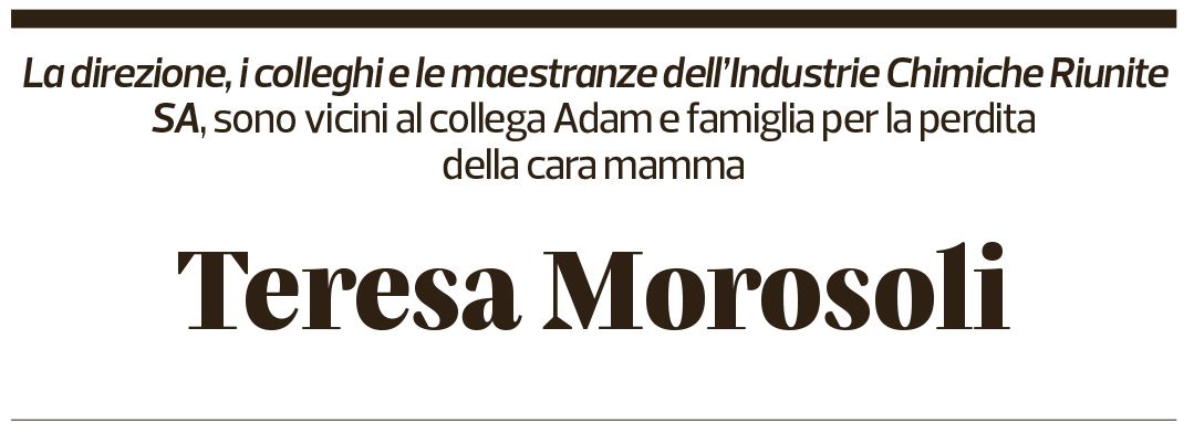 Annuncio funebre Teresa Morosoli