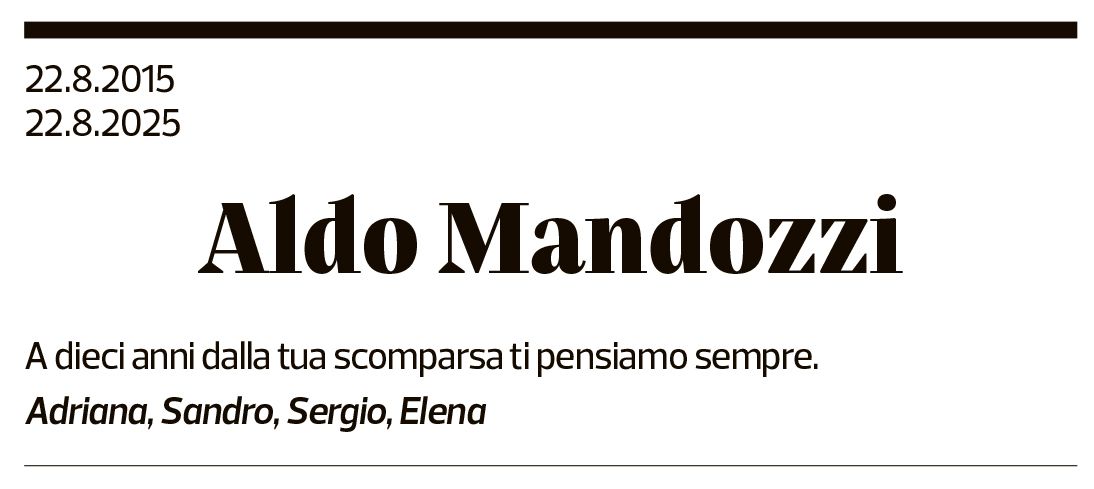 Annuncio funebre Aldo Mandozzi
