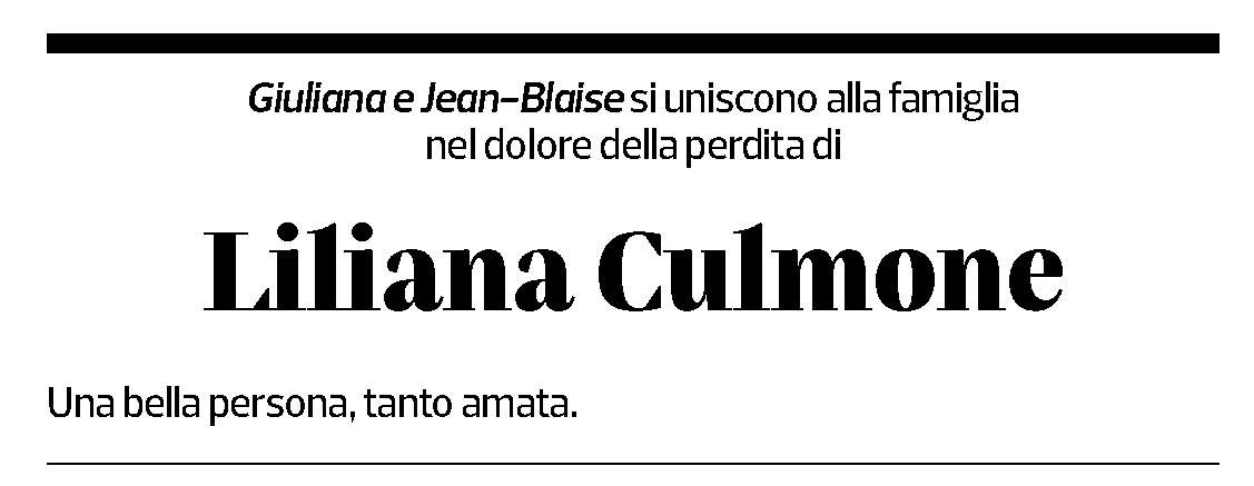 Annuncio funebre Liliana Culmone