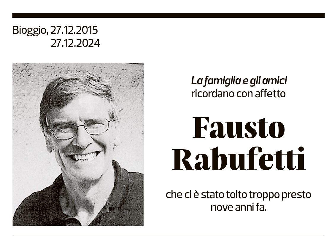 Annuncio funebre Fausto Rabuffetti