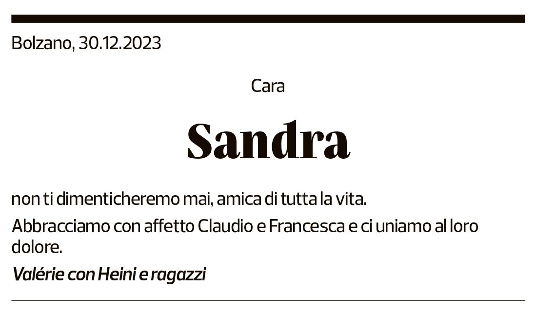 Annuncio funebre Sandra Giannelli