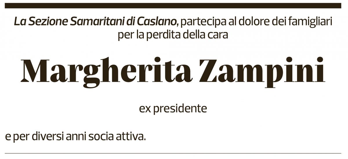 Annuncio funebre Margherita Zampini
