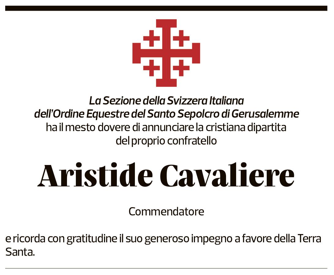 Annuncio funebre Aristide Cavaliere