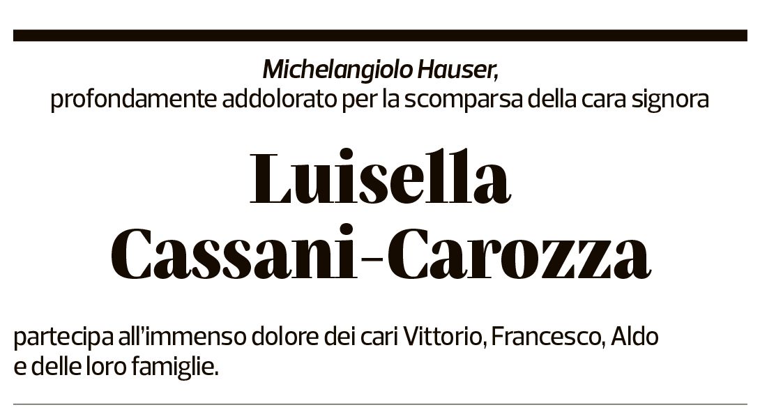 Annuncio funebre Luisella Cassani-carozza