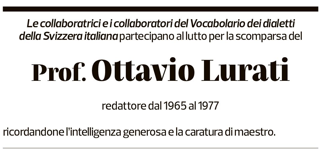 Annuncio funebre Ottavio Lurati