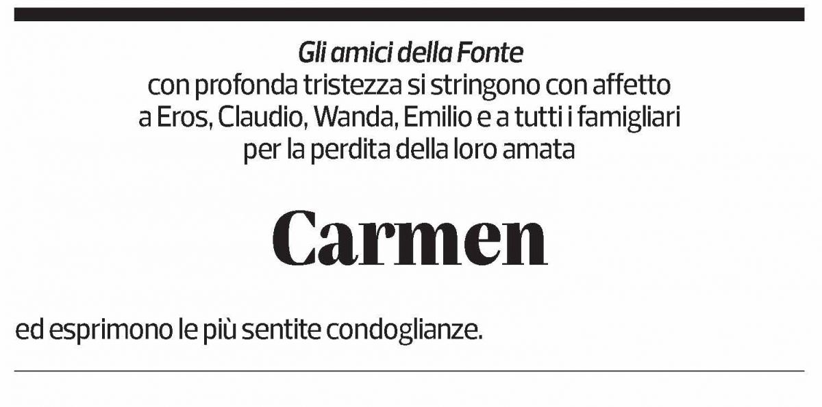 Annuncio funebre Carmen Taiana Casanova