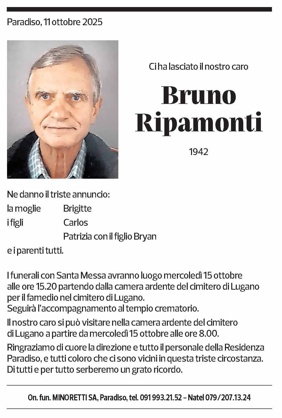Annuncio funebre Bruno Ripamonti