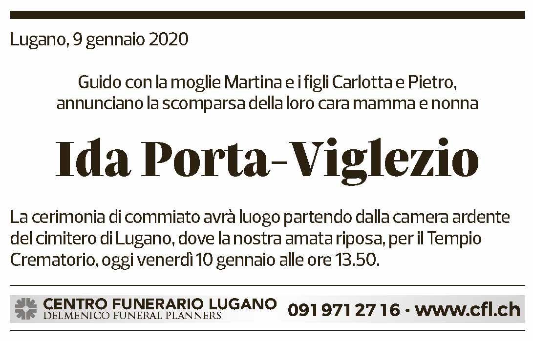Annuncio funebre Ida Porta-viglezio