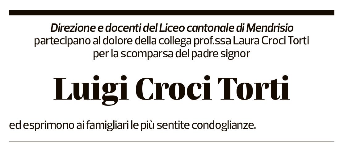 Annuncio funebre Luigi Croci Torti