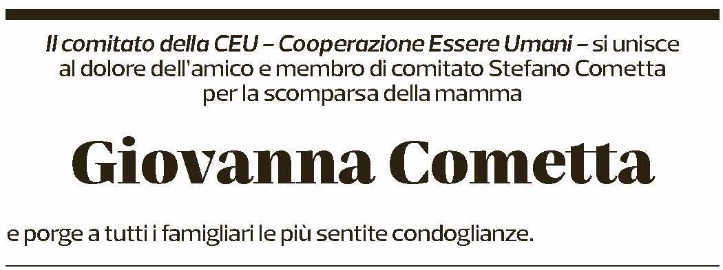 Annuncio funebre Giovanna Cometta