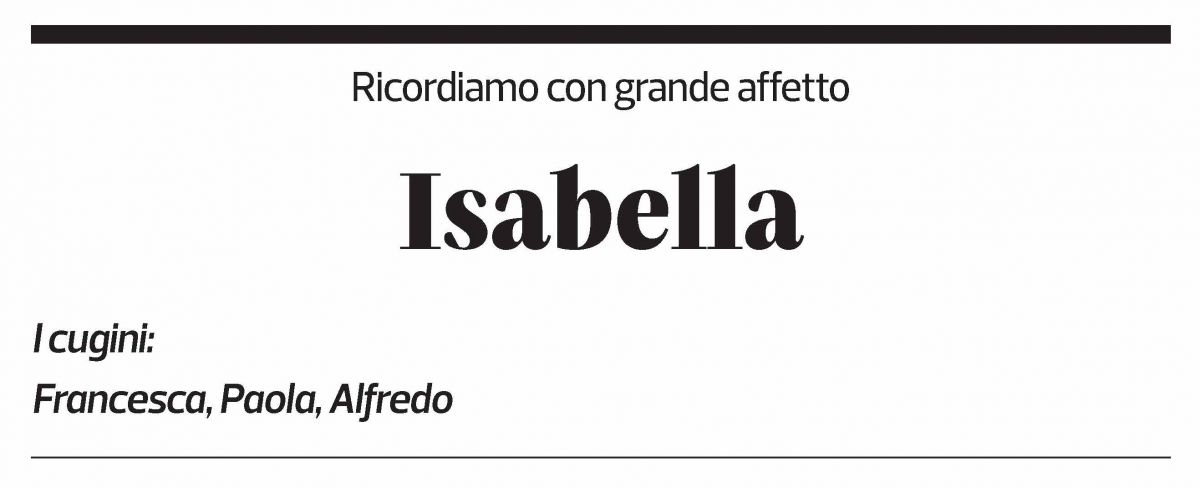 Annuncio funebre Isabella 