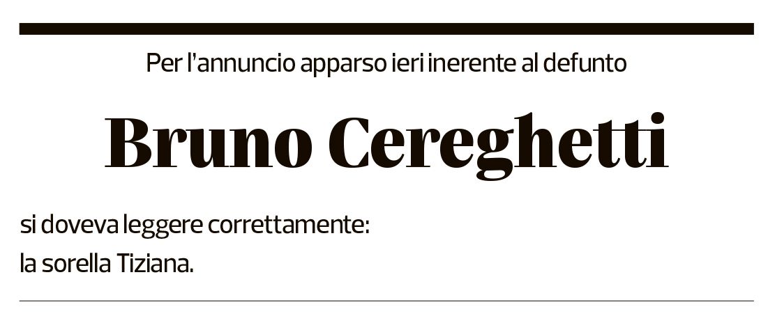 Annuncio funebre Bruno Cereghetti