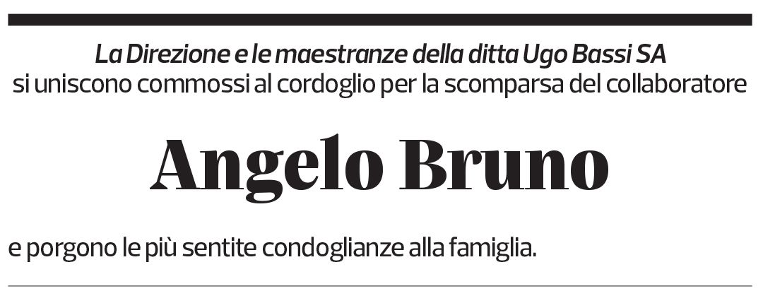 Annuncio funebre Angelo Bruno