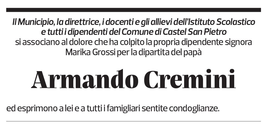 Annuncio funebre Armando Cremini