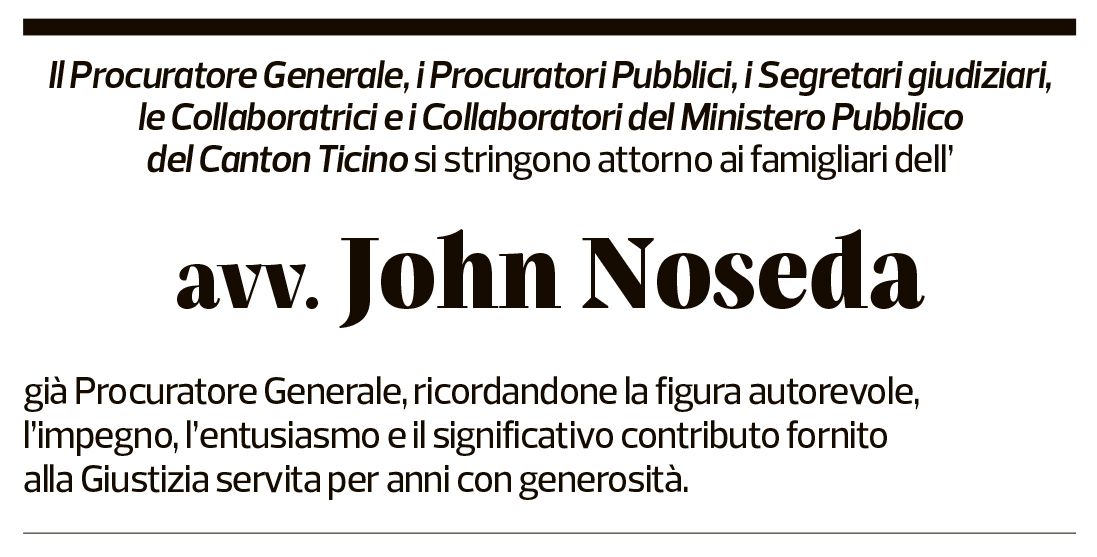 Annuncio funebre John Noseda