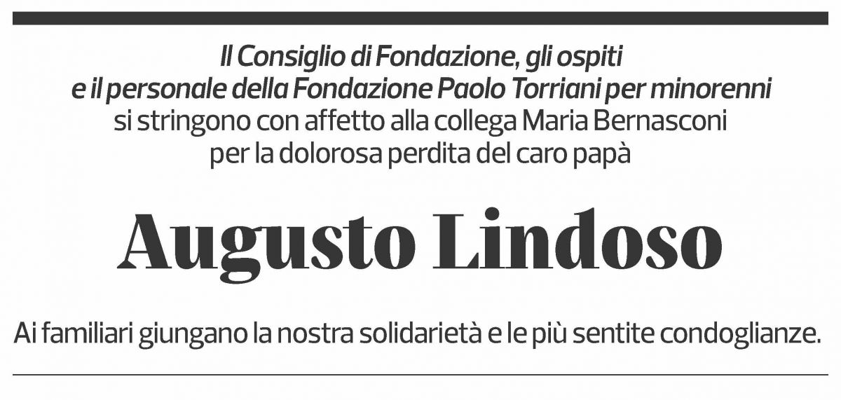Annuncio funebre Augusto Lindoso