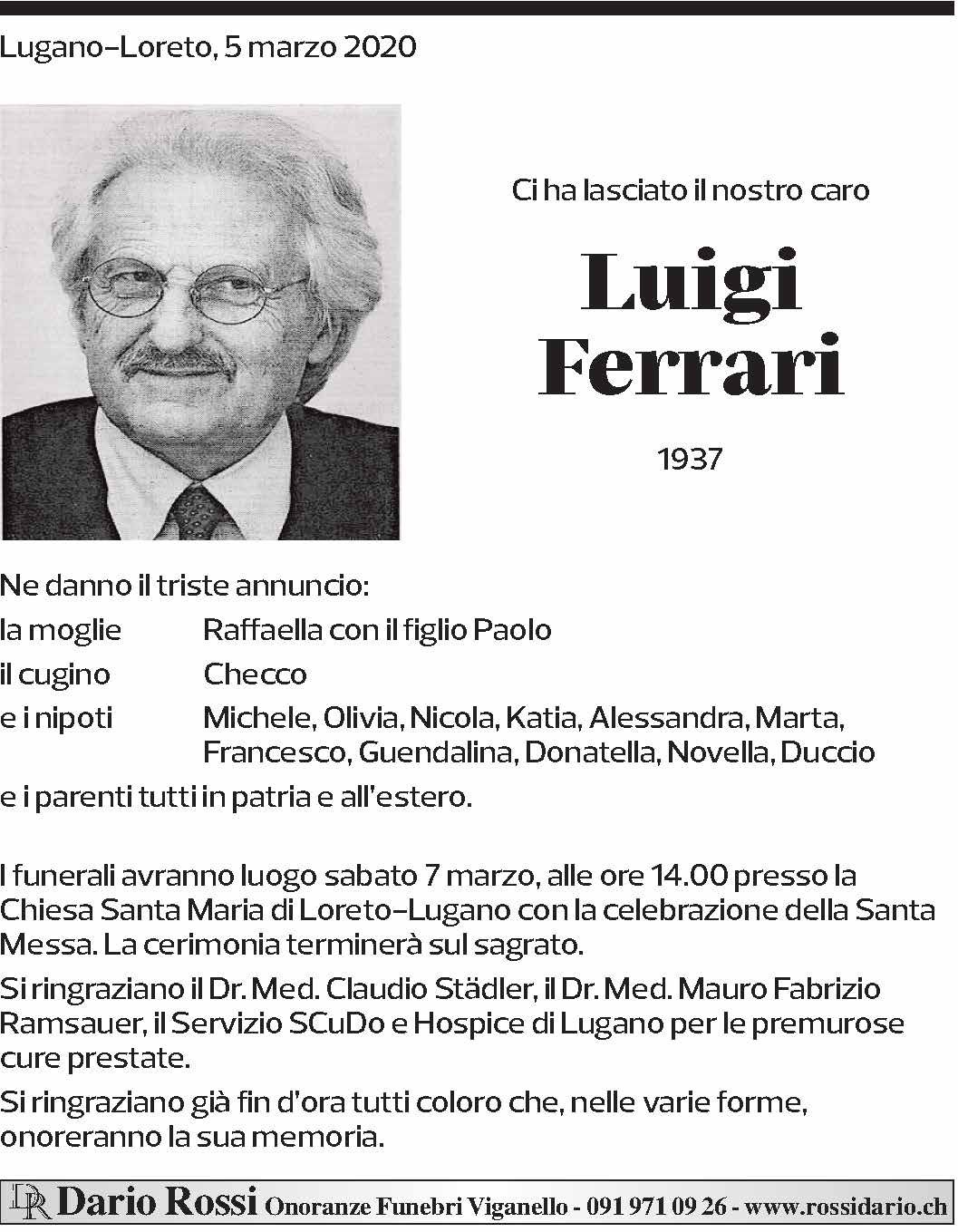 Annuncio funebre Luigi Ferrari