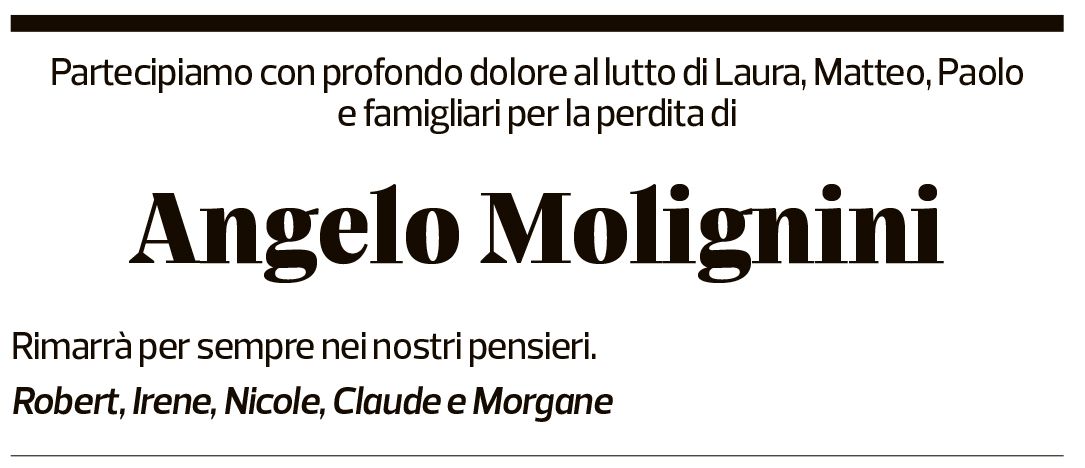 Annuncio funebre Angelo Molignini