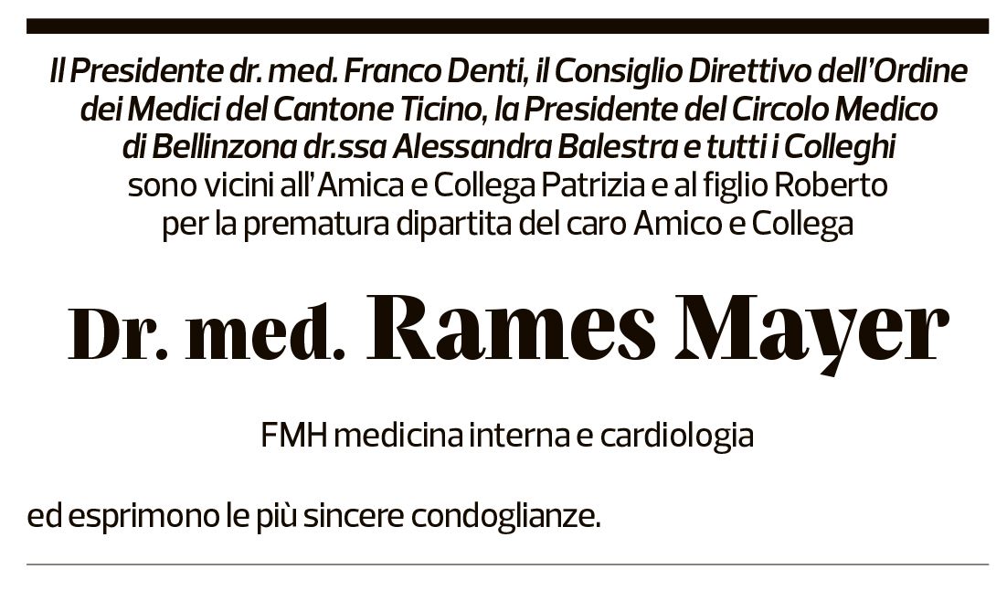 Annuncio funebre Rames Mayer