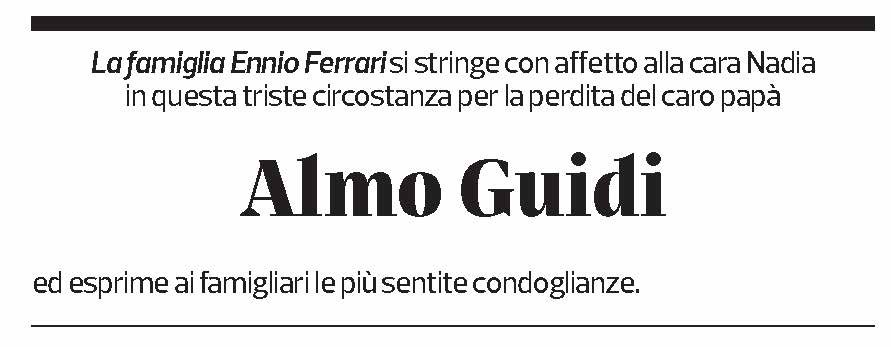 Annuncio funebre Almo Guidi