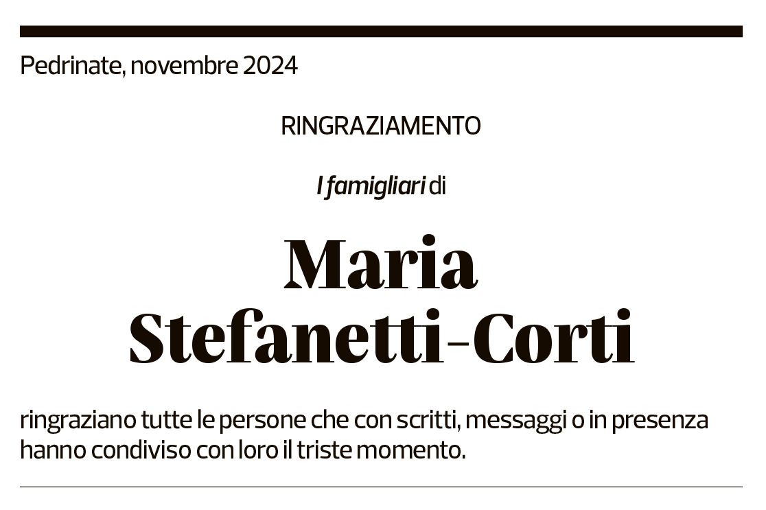 Annuncio funebre Maria Stefanetti-corti