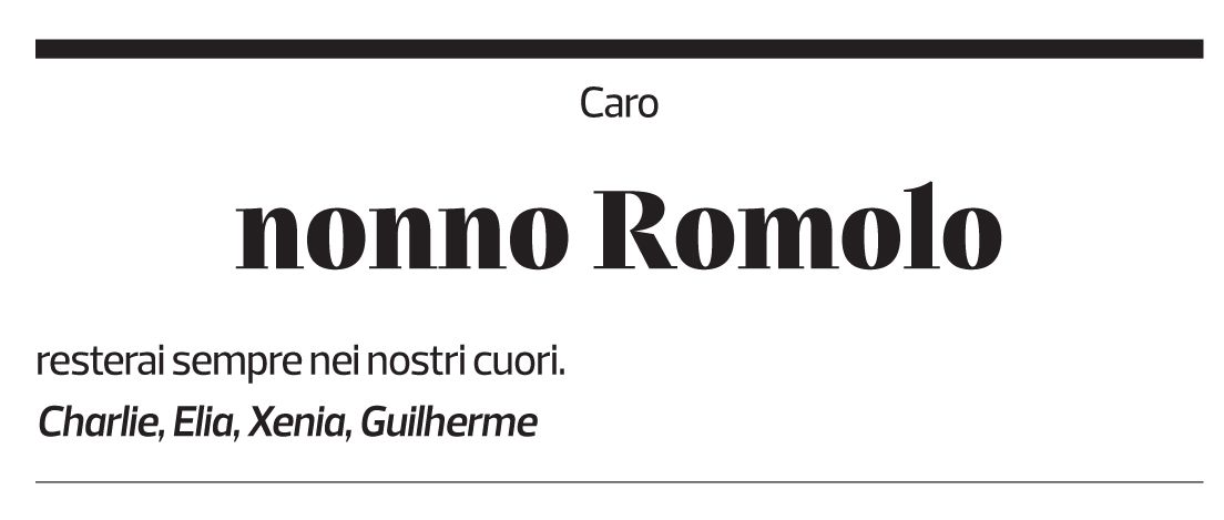 Annuncio funebre Romolo Fasani