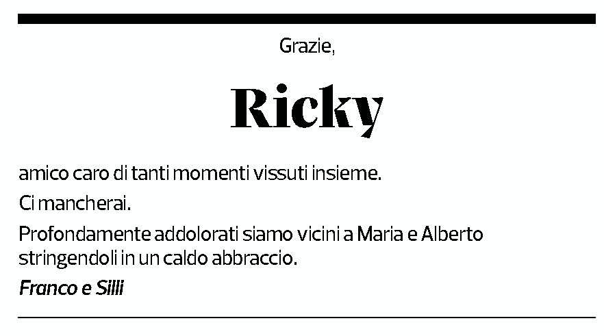 Annuncio funebre Riccardo Zanon